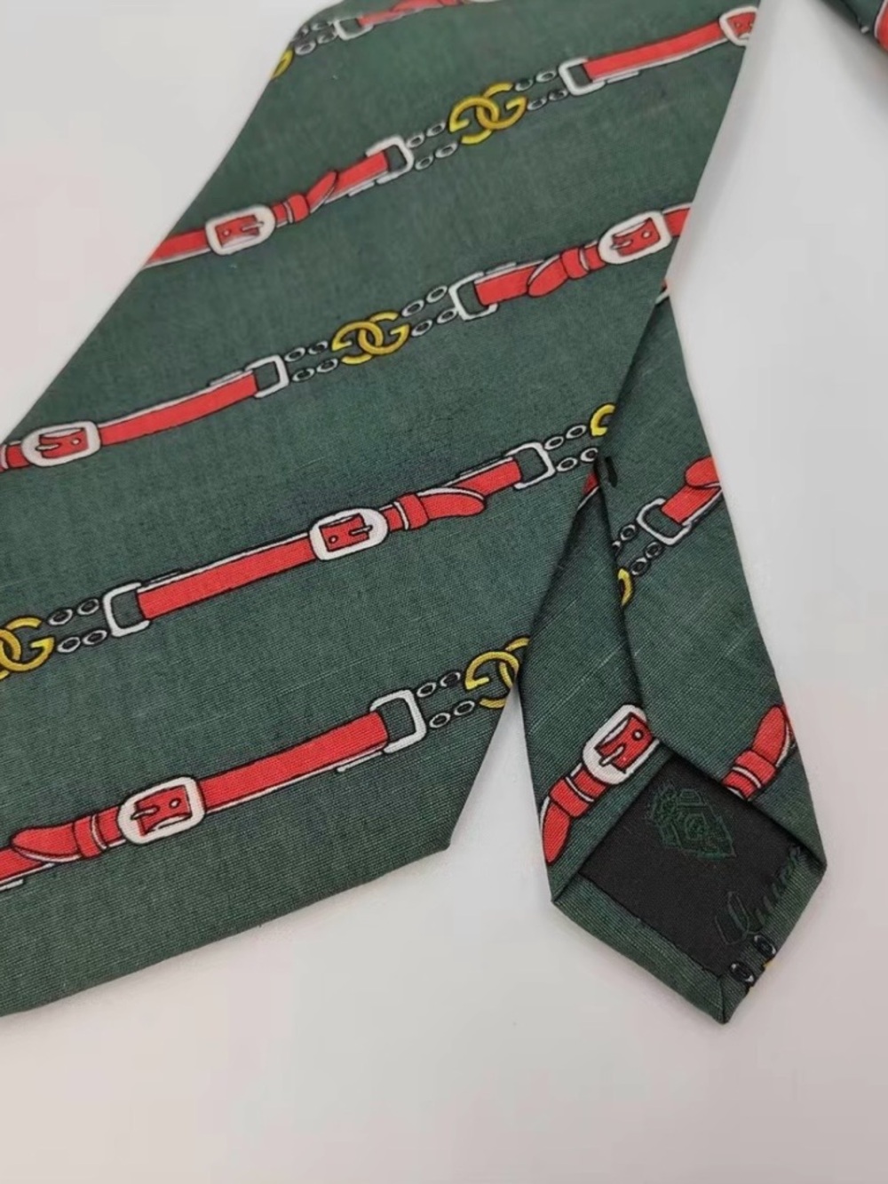 Gucci Authentic Green and Red Patterned Men's Tie monogram - Picture 2 of 5